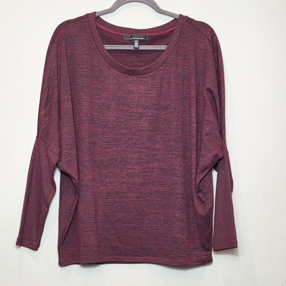 WHBM Burgundy Dolman Sleeve Pullover Sweater Balloon Sleeve MD Transitional Fall
